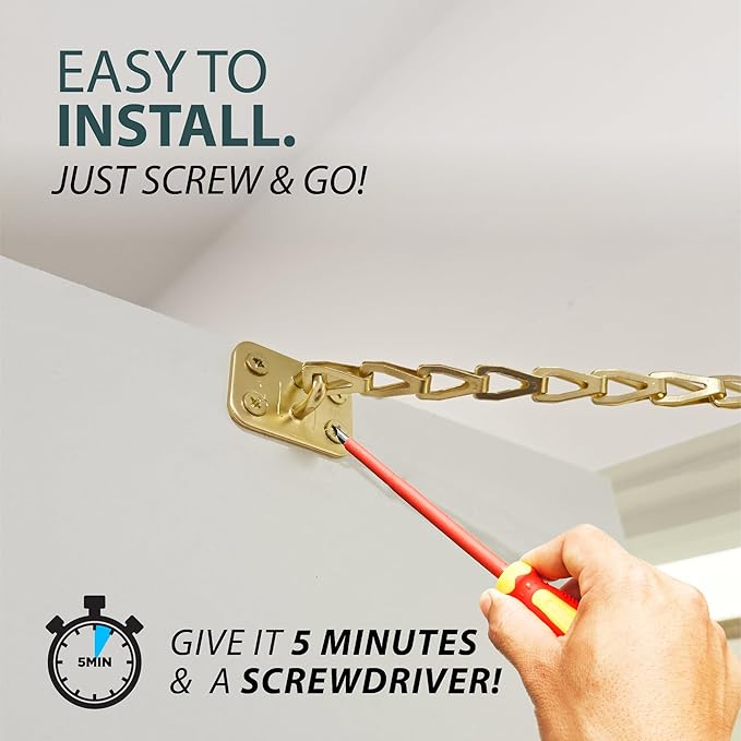 MEGA HANDLES Transom Door Chain 12-Inch, Door Chain Stopper for Transom Windows, Cabinet Door Restraint, Chain Lid Support, Durable Transom Window Hardware for Enhanced Safety - Satin Brass