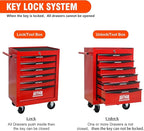 6 Drawers Rolling Tool Box on Wheels, Multifunctional Tool Chest Cabinet with Lock, Drawers Rolling Tool Cart Trolley Organizer Tool Storage Case for Warehouse,Garage,Workshop (Red)