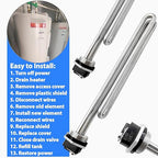 Upgraded 02582 4500W 240V Foldback Heating Elements Screw-in Low Watt Density ，Compatible with AO Smith、GE、Kenmore、Maytag、Whirlpool，Replace AP3695897 1084673 AH951994 EA951994 PS951994