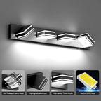 Ralbay 30inch Black Vanity Light for Bathroom with 5 Color Temperatures (3000K-6000K) Dimmable Metal Acrylic Modern LED Matte Black Bathroom Light Fixtures (4-Light)