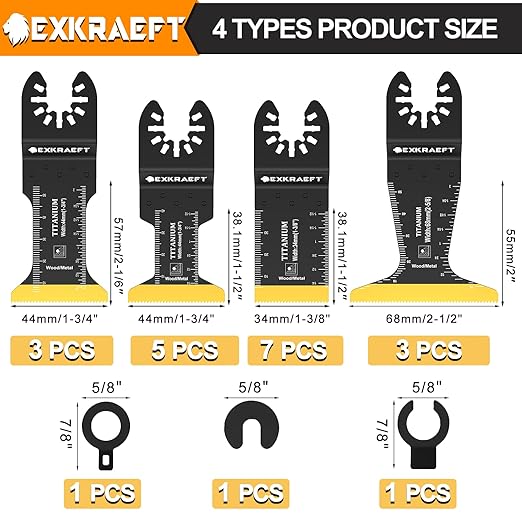 18 PCS Titanium Oscillating Tool Blade, Professional Universal Multitool Blades for Wood Plastic Metal, Multi Tool Blades Kits Fit Dewalt Milwaukee Ryobi Rockwell Fein