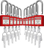 SAFBY Lockout Tagout Locks, Safety Padlock, Keyed Differently Loto Safety Padlocks for Lock Out Tag Out Kits Station (Red 11-20)