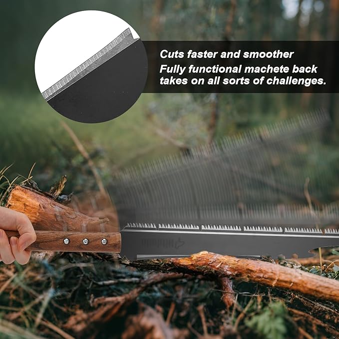 Hand Saw, Multifunction Camping Saw Outdoor Tools Long Saw with Machete for Bushcraft, Trees Cutting, Outdoor Hunting, Garden Work, Survival, Yard Work, XL Teeth Edition (Sliver)