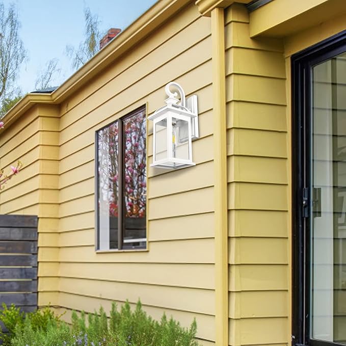 Darkaway Outdoor Lights Fixtures Wall Mount, Outdoor Wall Sconce with Seeded Glass, Waterproof Exterior Lights for House, Front Porch, Patio (1 Pack, White)