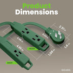GEARit 360 Rotating Flat Plug Extension Cord with 3 Outlets (20ft, Green) 16AWG/13A 3 Prong Wire, Outlet Saver for Home Office Dorm Room Essentials, ETL Certified