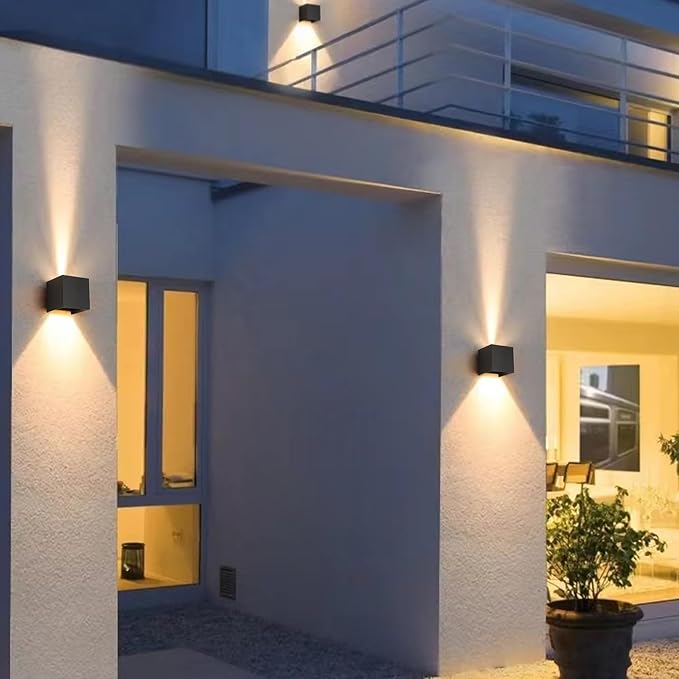 LED 20W Outdoor Wall Lights Exterior/Interior 3 Colors Adjustable Wall Sconce Up and Down Light Porch Lights IP65 Waterproof Exterior Wall Sconce Modern Outdoor Lighting Square Aluminum Black