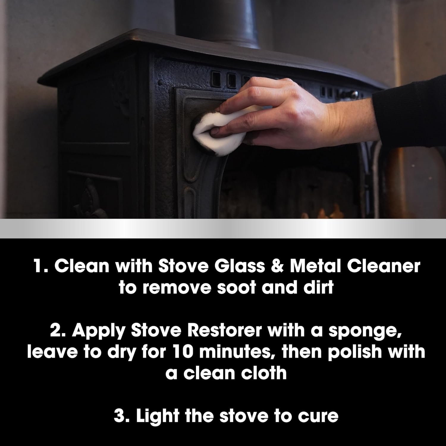 Furniture Clinic Stove Restorer | Matte Black High Heat Paint | Restores and Protects Cast Iron | For use on Log Burners, Grates, & Fireplaces | 8.5oz / 250ml
