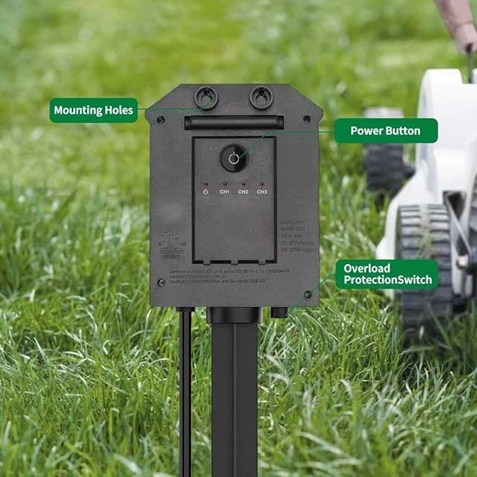 Tiffcofio Outdoor Remote Control Power Strip, 15FT Extension Cord Waterproof, Independent Control Outlets, 6 Grounded Outlets for Outdoor Decorations, 14 AWG, 15A/1875W, ETL Listed (15 FT)