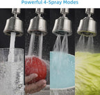 iFealClear Kitchen Sink Faucet Head, 360° Faucet Sprayer Attachment for Kitchen Faucet, Large Angle Faucet Aerator 55/64-27UNS, 2 Metal Swivel Joints, 4 Spray Modes, Brass Adapters, Brushed Nickel