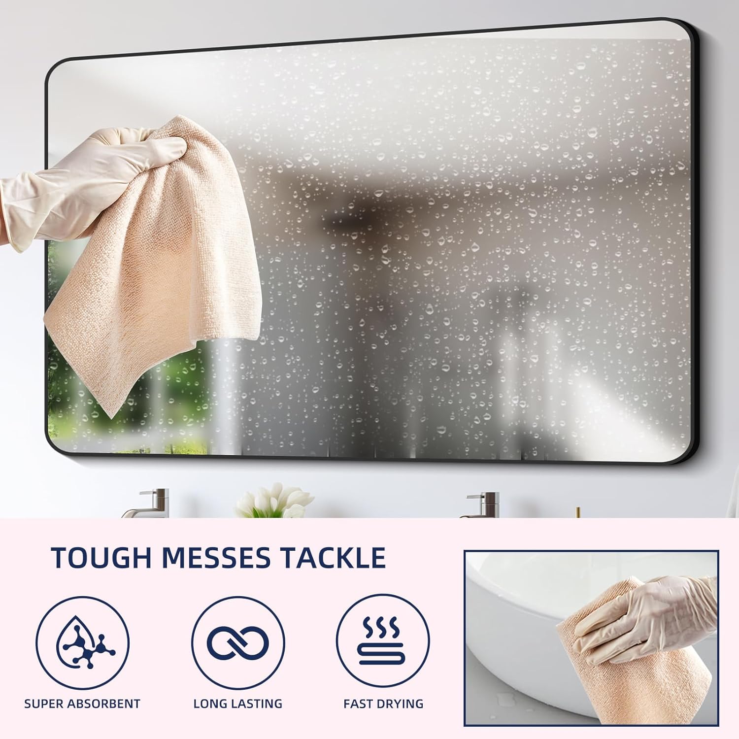 & PLUSH Microfiber Cleaning Cloth Roll - 50 Pack, Tear Away Microfiber Towels, 12" x 12", Reusable, Washable, Streak Free, Ultra Absorbent Dish Rags for Car, Home, Garage or Shop (Beige)