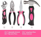 CARTMAN 52 Piece Tool Set Hand Tool Set with Easy Carrying Round Pouch - Perfect for DIY Pink