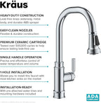 KRAUS Allyn Transitional Industrial Pull-Down Single Handle Kitchen Faucet in Chrome, KPF-4101CH