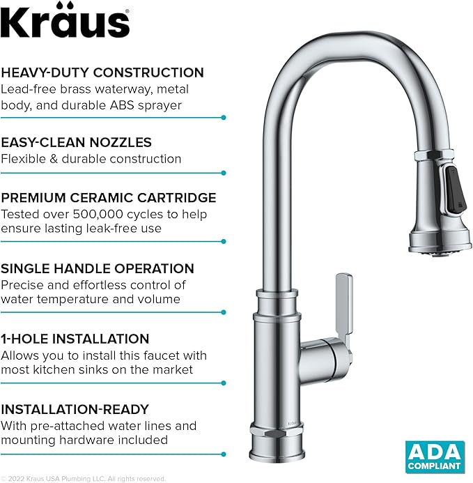 KRAUS Allyn Transitional Industrial Pull-Down Single Handle Kitchen Faucet in Chrome, KPF-4101CH