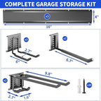 Garden Tool Organizer Wall Mount, 48inch Heavy Duty Garden Tool organizer Storage System, Easy Install With 7 Adjustable Hooks, For Garage, Basement, Shed, Workshop(Black)