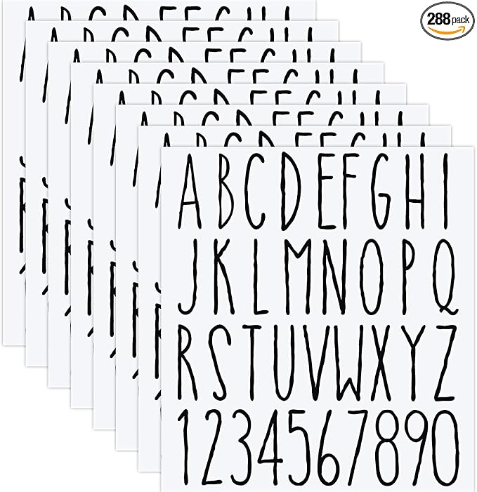 8 Sheets Vinyl Letter Stickers Waterproof Self Adhesive Letter Numbers Alphabet Modern Mailbox Numbers Sticker for Back to School DIY Mailbox House Home Business Address(1.5 Inch,Black)