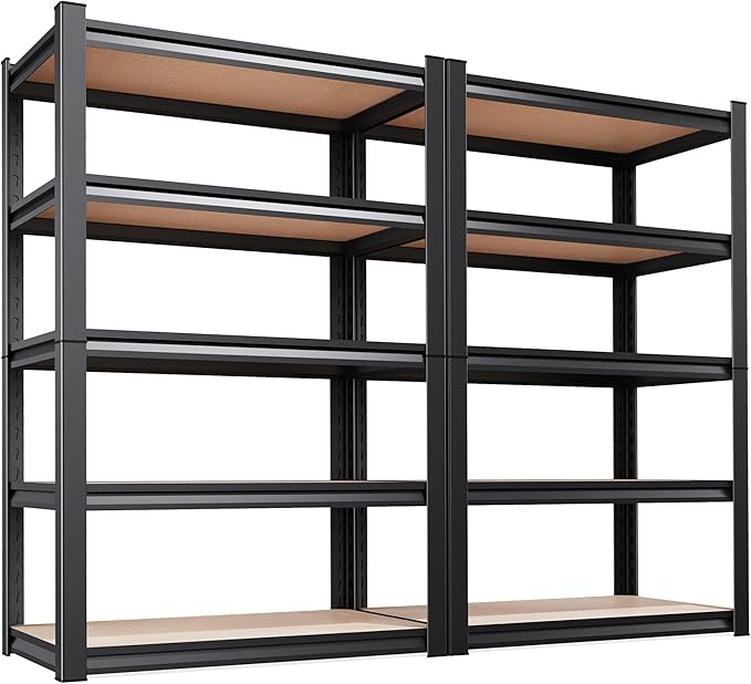 71"H Garage Shelving-5 Tier Garage Storage Shelves,Adjustable Heavy Duty Metal Shelving Unit and Storage Large Rack,Utility Steel Shelf For Warehouse Industrial Pantry Basement 71"x32"x14"-2Pack
