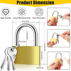 18 Pcs Solid Brass Keyed Padlock, Small Yellow Gym Lock, Strong Padlock with Same Key for Luggage Toolbox (40mm 1-9/16")