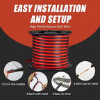 14 Gauge Wire, 14 AWG Electrical Wire Cable, 2 Conductors Red Black Wire, Copper Clad Aluminum(CCA) Flexible PVC Extension Cord for Speaker, Hookup LED Strips, Automotive 12V/24V DC (50FT)