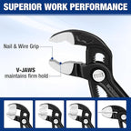 WORKPRO 2-Piece 7-Inch Pliers Wrench & Groove Joint Pliers Set, Quick Adjustment, CR-V Steel, Smooth Jaw & V-Jaw, Upgraded Wide Opening, Soft Grip - for Plumbing, Pipe Fittings, Household Repairs