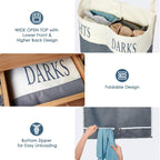 The Fine Living Co. X-Large Two Compartments Hanging Laundry Hamper with Over Door Hooks, Durable Space Saving Laundry Bag Storage with Bottom Zipper, Wide Open Top Dark/Light Compartment(25"x10"x31")