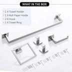 TNOMS Bathroom Hardware Accessories Set Polished Chrome Towel Bar Sets Include Towel Bar Towel Holder Toilet Paper Holder Towel Hook,5 Pieces Stainless Steel Wall Mounted