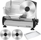 OSTBA Meat Slicer with Quiet DC Motor, 200W Electric Deli Slicer, Dual 7.5'' Stainless Steel Blades, 0-15mm Adjustable Thickness, Easy to Clean, Ideal for Meat, Cheese, Bread, and Vegetables