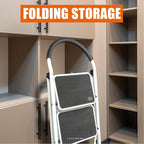 2 Step Ladder, Folding Lightweight Step Stool with Wide Anti-Slip Pedal for Home, Office, Kitchen and Garage, Service Height 18.5 inch, 400 lbs Capacity