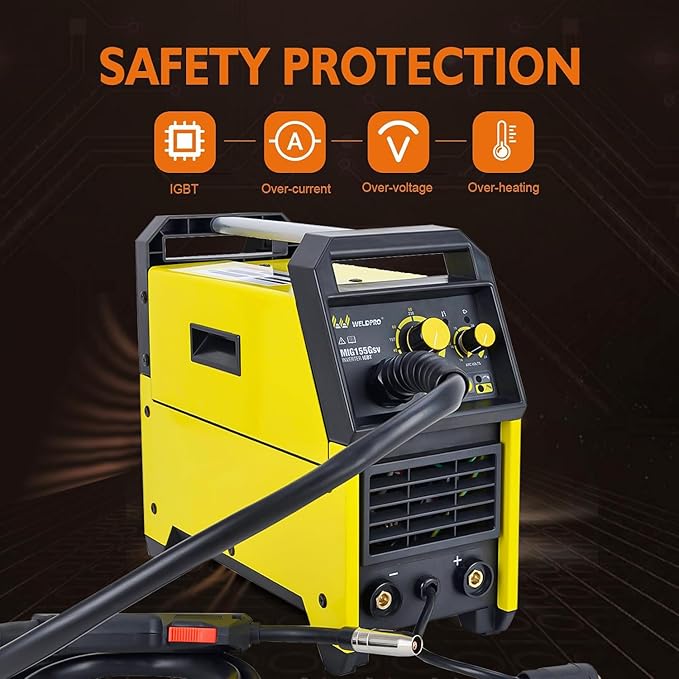 Weldpro MIG155GSV 155 Amp Inverter Flux Cored MIG/MIG/Stick/MMA Arc Welder with Dual Voltage 110/220V Welding Machine