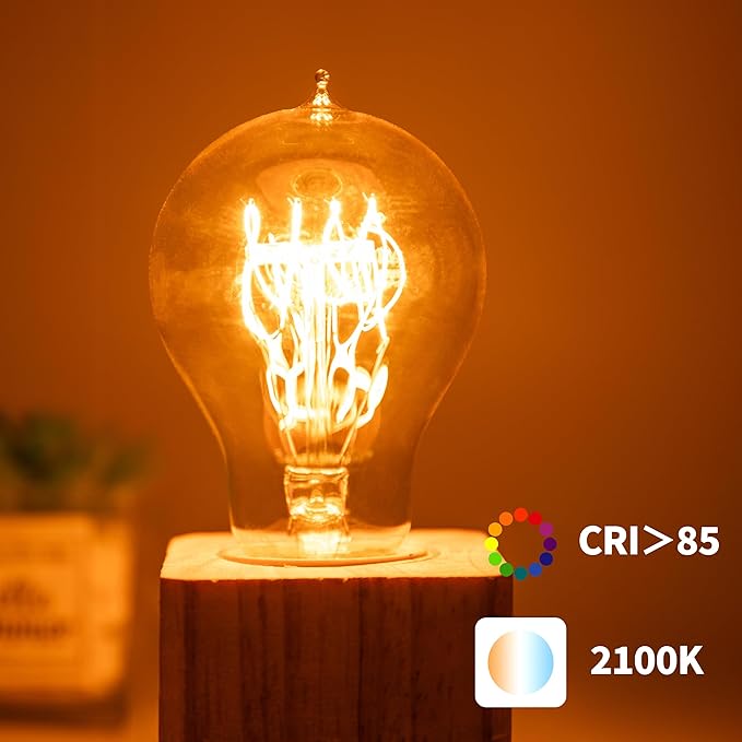 Warm Incandescent Light Bulbs 60 Watt,A19/A60 Vintage Style Edison Bulbs E26,Soft Yellow Light Bulbs,Amber Bulbs,Retro Light Bulb Old Fashioned,Halogen Dimmable Edison Bulb Squirrel Cage 12 Pack