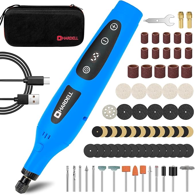 HARDELL Cordless Rotary Tool 4V, 6-Speed Mini Rotary Tool with Digital Display, 80Pcs Accessories, Type-C Charging Multi-function Engraving Tool for Cutting, Sanding, Grinding, Drilling