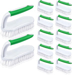 Lallisa 12 Pcs Scrub Brush for Cleaning with Handle Comfortable to Grip Heavy-Duty Flexible Stiff Bristles Scrubber Brushes Bulk for Shower Bathroom Carpet Kitchen Floor Tiles (Green)