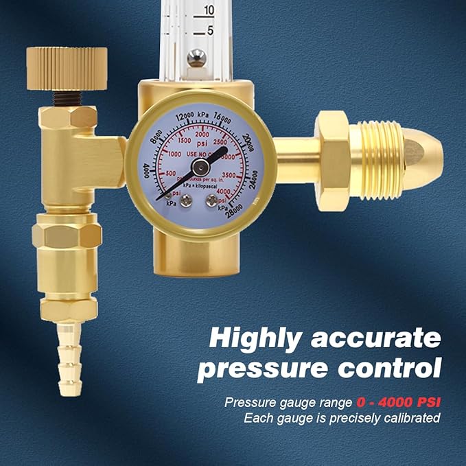 WeldingStop Argon/CO2 MIG TIG Gas Regulator Flow Meter Gauge Welding Weld with 6.5ft Gas Hose