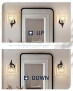 HWH Wall Sconces Set of 2, 1-Light Matte Black Bathroom Light Fixtures, Modern Single Vanity Light Wall Lamp with Bell-Shaped Clear Glass, 5HZG106B-2 BK