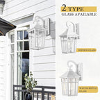 Darkaway Outdoor Wall Lights for House, Exterior Lighting Fixtures Wall Mount Outside Porch Lights Waterproof White Outdoor Sconce Lights with Water Ripple Glass for Patio Garage Front Door