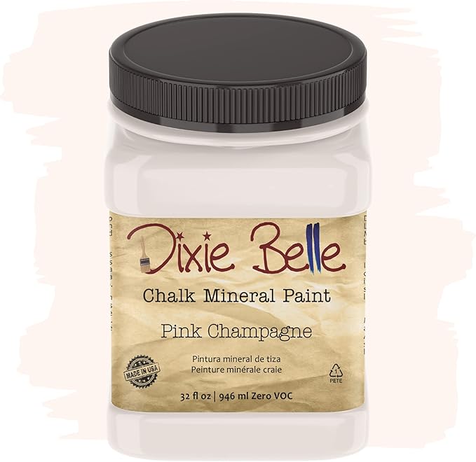 Dixie Belle Paint Company Chalk Finish Furniture Paint - Pink Champagne (32oz) - Matte Pale Pink Chic Chalk Mineral DIY Furniture Paint