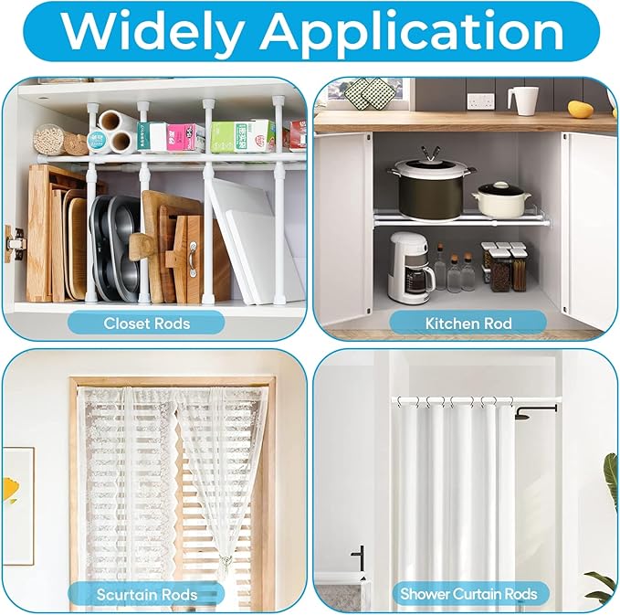 1 Pack Window Security Bars 15.7"-27.5" Adjustable Sliding Glass Door Lock Bars Window Stopper Safety Stick Lock Bars with Rubber Tips for Home, 2.2 cm in Diameter