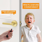 Amerdeco 8 Pack Brushed Gold Door Handles Interior, Knurled Privacy Door Handles with Lock,Heavy Duty Gold Door Lever for Bedroom or Bathroom,Reversible Keyless for Left Right Handed Doors