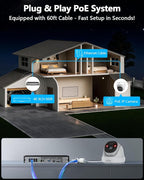 (4K HD & 130° Ultra Wide-Angle) 2-Way Audio 8MP Wired Dome PoE IP Cameras for Home Security Outdoor Camera System, Pet Surveillance Video Indoor, Smart PIR Detection