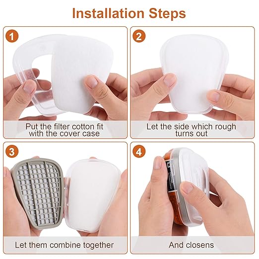 6001 Activated Carbon Filter Cartridges Replacement for Gas Respirator, Filter Cartridges Suitable for 6100/6200/7501/7502/6502/6800 30PCS(15Pack)