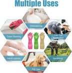 Rubber Dishwashing Gloves, 3 Pairs Reusable Gloves for Dishwashing, Non-Slip Kitchen Glove, Water Resistant Household Glove for Kitchen Bathroom (Medium, Green+Pink+Yellow)