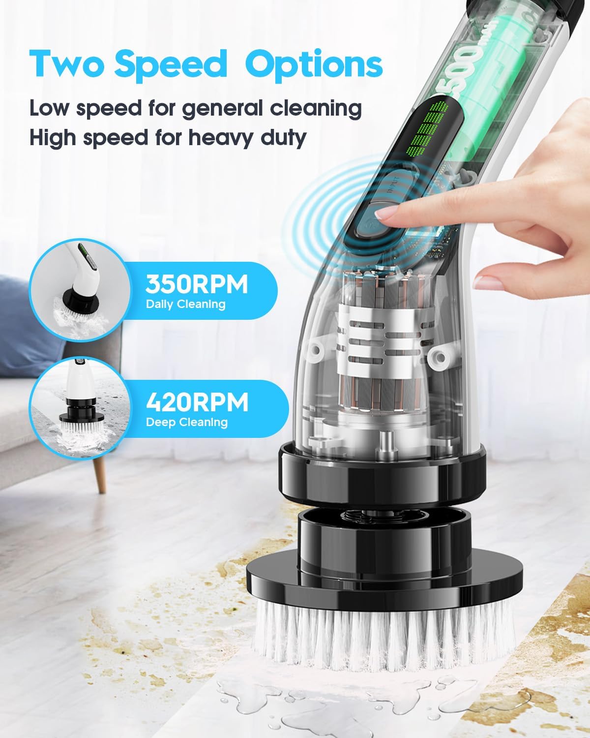 Electric Spin Scrubber for Cleaning Bathroom: Cordless Power Shower Scrubber - Electric Cleaning Brush for Tile Tub