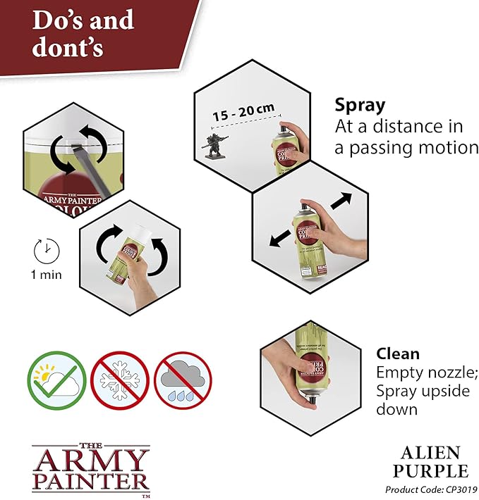 The Army Painter Colour Primer Alien Purple, 400 mL Acrylic Spray Primer, Spray Paint Basecoat for Miniature Priming, Tabletop Roleplaying, Boardgames, and Wargames Miniature Modelling