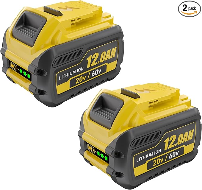 2Packs 12.0Ah Replacement for Dewalt 20V 60V Battery Compatible with Dewalt 20V/60V Battery DCB609 DCB606 DCB612 Series Power Tools (Yellow)