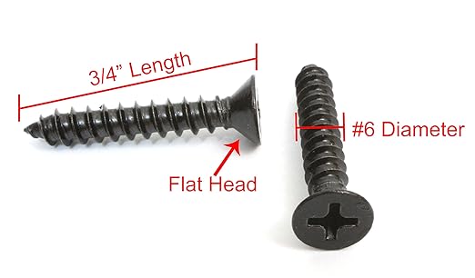 Bolt Dropper #6 x 3/4 Inch Wood Screws, Pack of 100 - Xylan Coated Stainless Steel Flat Head Phillips Black Screws - Corrosion Resistant for Wood, Drywall Applications, and Outdoor Use