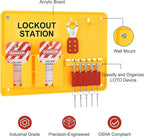 Lockout Tagout Station with Loto Devices - Lock Out Tag Out Kit Board with 4 Pack Safety Lock Set, Hasp for Padlocks, 20 Do Not Operate Tags