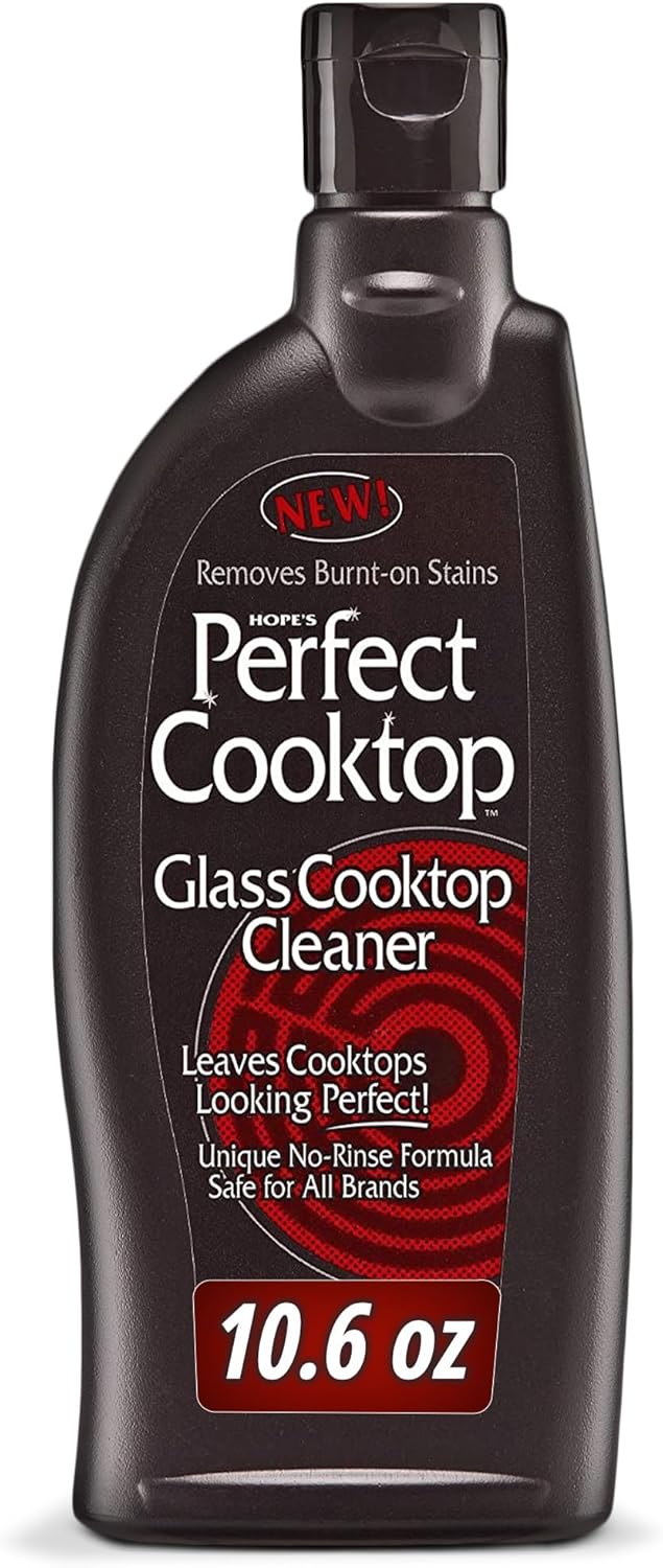 HOPE'S Perfect Cooktop Glass and Ceramic Cooktop and Stove Top Cleaner, Fast Acting and Removes Burnt on Stains from Glass Ceramic Smooth Top Ranges with its No Rinse Formula, 10.6 Oz, Pack of 1