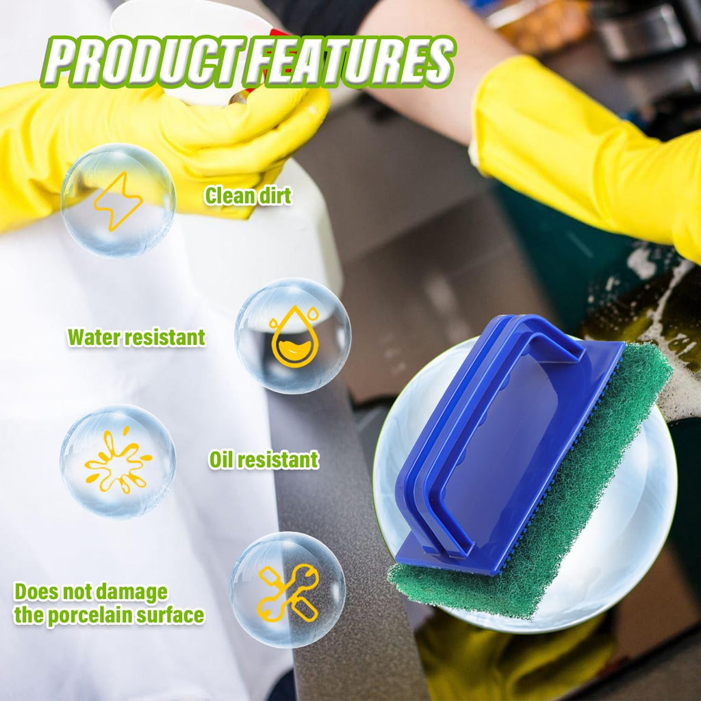 5 Pack Electric Cleaning Brush Pad Kitchen Bathroom Household Cleaning Pad Swimming Pool Wall Cleaning Brush Heavy Duty Griddle Scrubber Scouring Pad and 1 Pack Handle kit(Green)