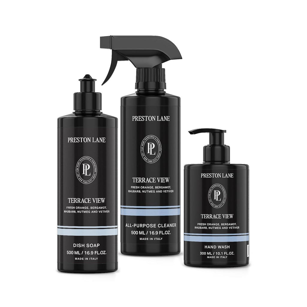 Preston Lane Luxury Kitchen Set – Hand Wash, Dish Soap & All-Purpose Cleaner | Plant-Powered Cleaning Essentials Bundle with Fine Italian Fragrance, Highrise Scent