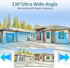《130° Wide Angle & 2-Way Audio》Wireless Security Camera System Outdoor, WiFi Cameras Systems, Video Surveillance DVR Kits