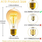 Edison Bulb, A19 Bulbs 6 Pack, Retro Style Incandescent Light Bulbs,Dimmable 120V 40W Antique Vintage Light Bulb, 240 Lmens E26 Base, Amber 2200K Warm White Light, for Home Office Desk Lamp